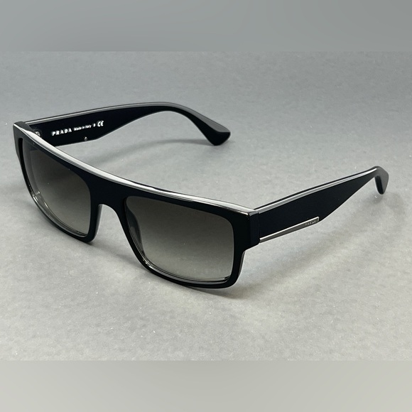 Prada PR04R-1AB0A7 Black 58mm Rectangular Men's Sunglasses Italy - Picture 1 of 9